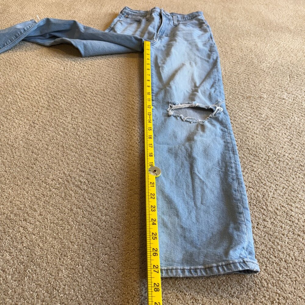 Madewell Jean Perfect Vintage Straight Light Wash Knee-Rip High Waist 24 #ND515 - Picture 13 of 16